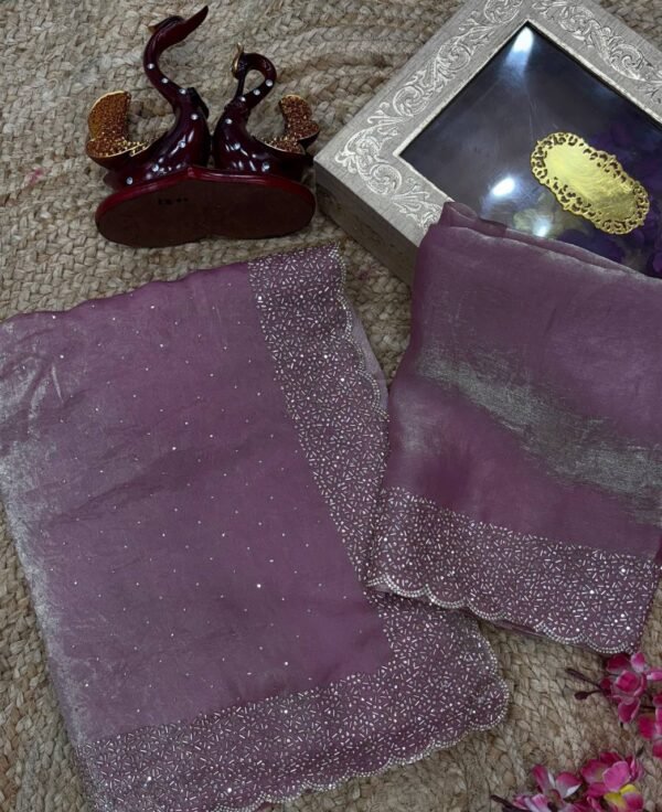 Women's Plush Sparkling Grey Organza Saree with Intricately Embroidered Black Blouse - Perfect for Festive & Evening Wear